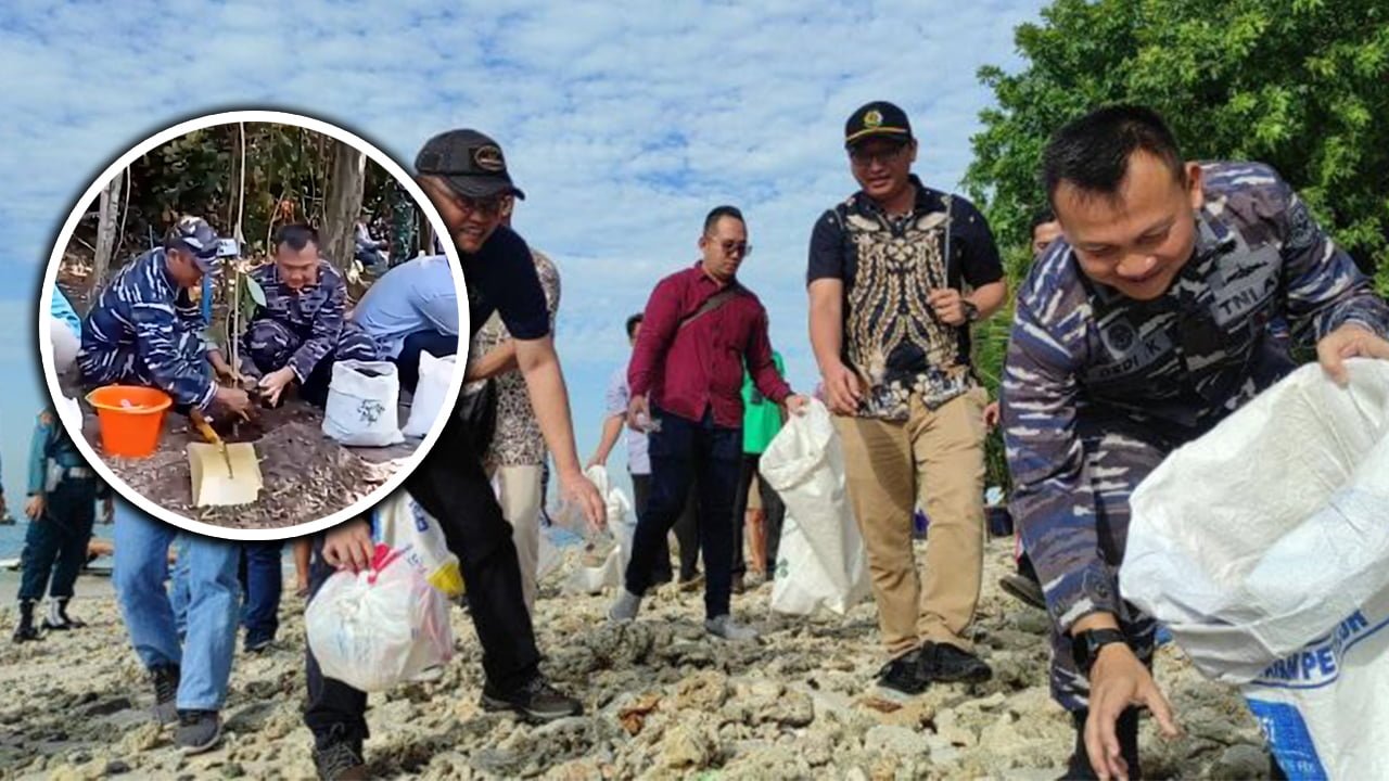 Lanal Banten Gelar Aksi Bersih Bersih Kawasan Merak