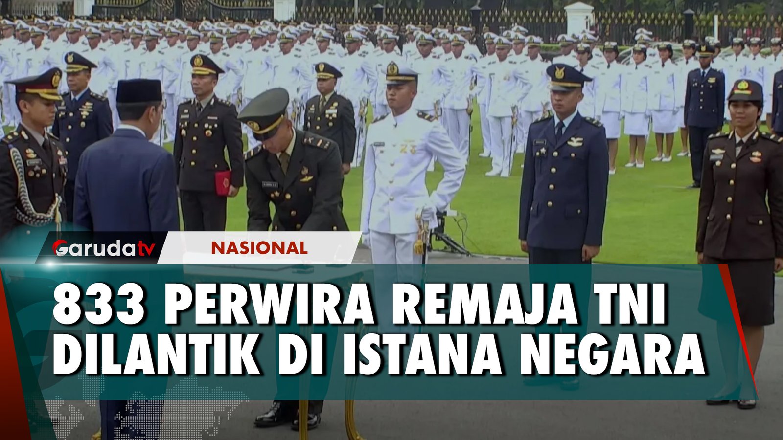 Menhan Prabowo Hadiri Pelantikan 833 Perwira Remaja TNI Polri di Istana Negara