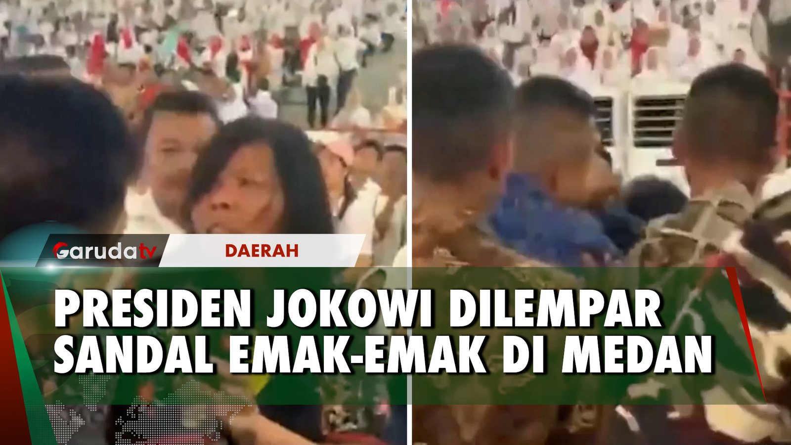 Detik-detik Jokowi Dilempari Sandal dan Disiram Air Emak-Emak di Medan