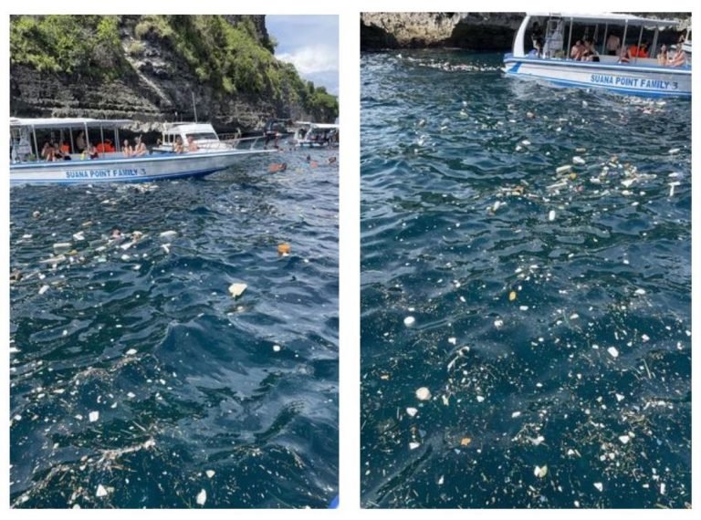 Turis Asing Gagal Snorkeling di Nusa Penida Bali Karena Laut Penuh Sampah Plastik