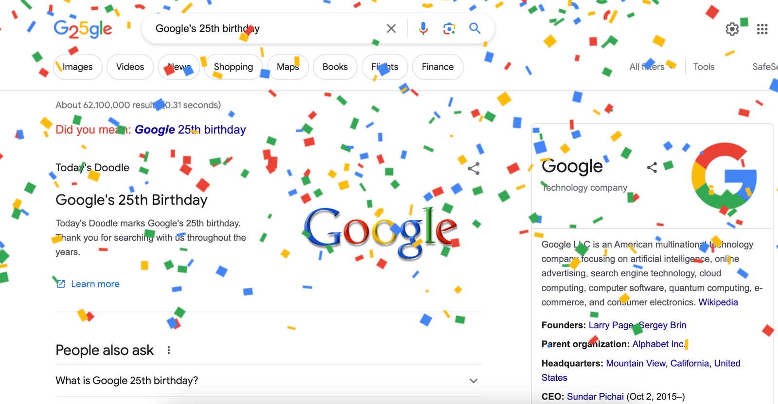 Selamat Ulang Tahun ke 25 Google !