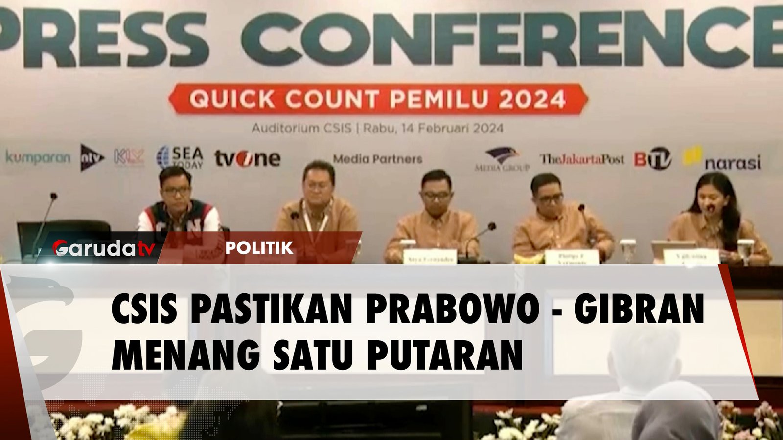 Berdasarkan Quick Count, CSIC Pastikan Prabowo - Gibran Menang Satu Putaran