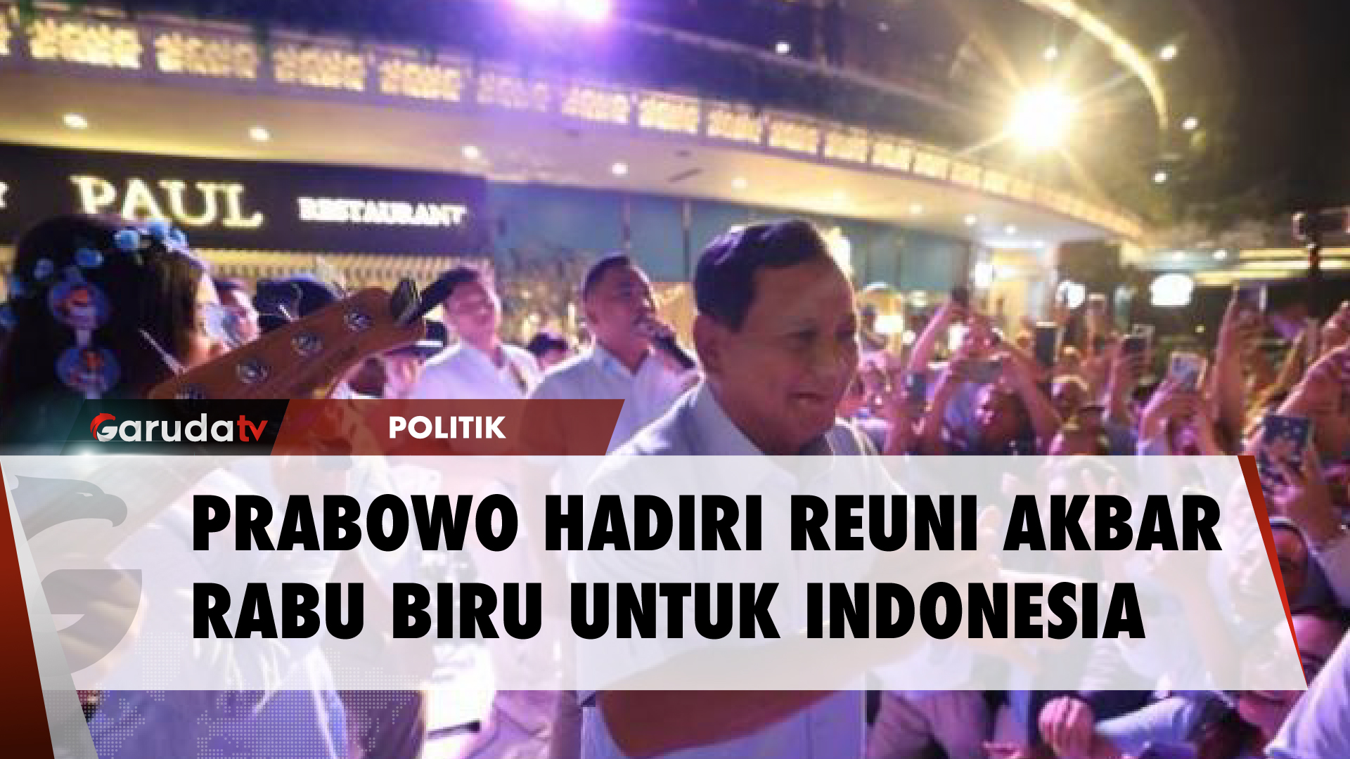 Relawan Sambut Antusias Kedatangan Prabowo di Reuni Akbar Rabu Biru