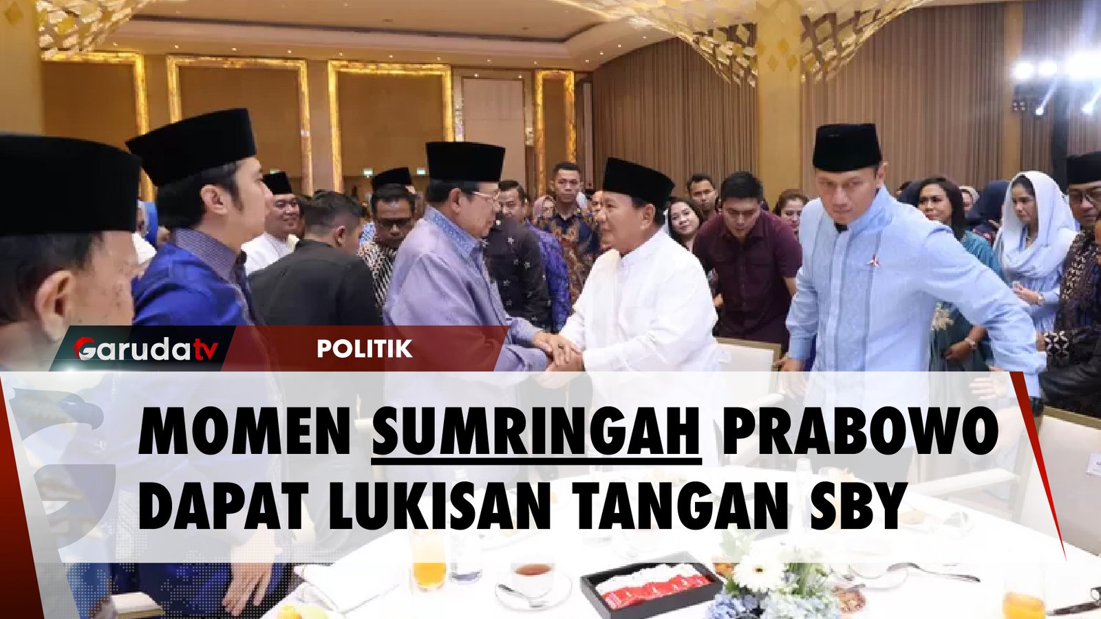 Hadiri Buka Puasa Bersama Demokrat, Prabowo dapat 'Buah Tangan' Lukisan Tangan SBY