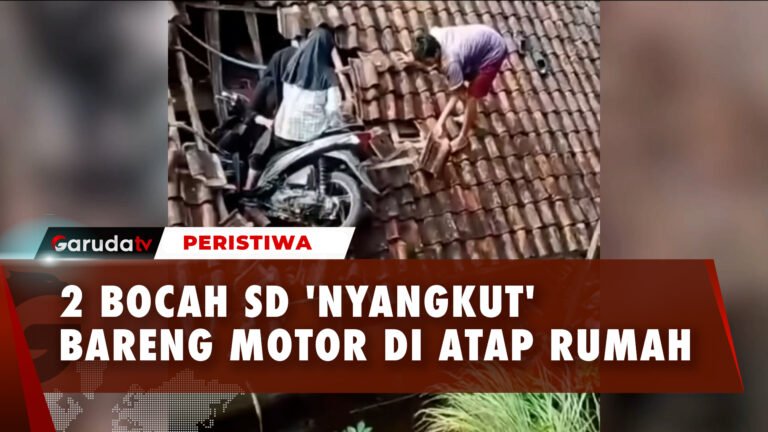 Nekat Kendarai Motor di Bawah Umur, 2 Bocah SD Berakhir 'Nyangsang' di Genteng Rumah