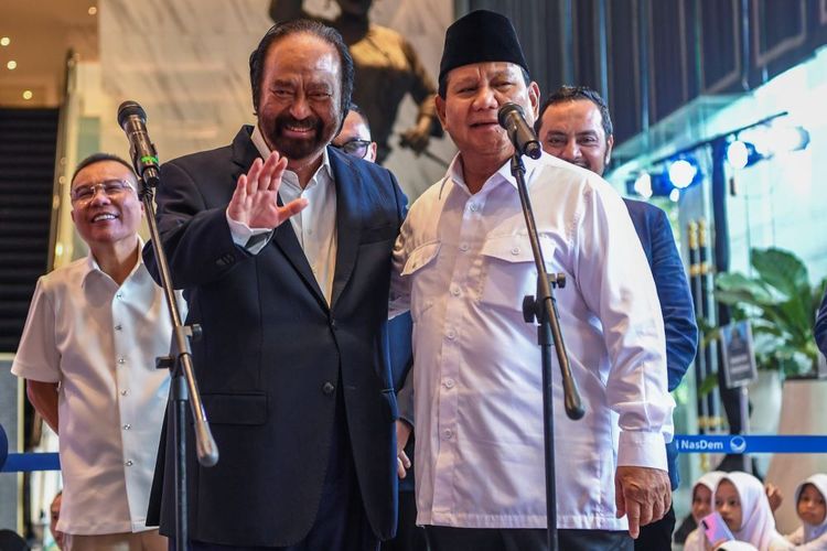 Presiden Terpilih Prabowo Subianto dan Surya Paloh Gelar Pertemuan Tertutup di NasDem Tower