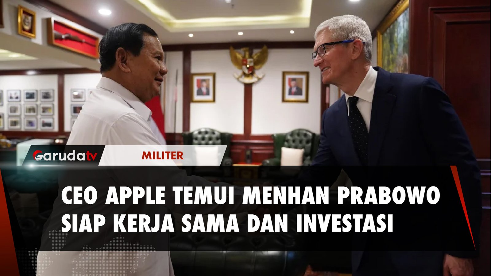 Menhan Prabowo Terima Kunjungan CEO Apple di Kantor Kemenhan, Bahas Apa?