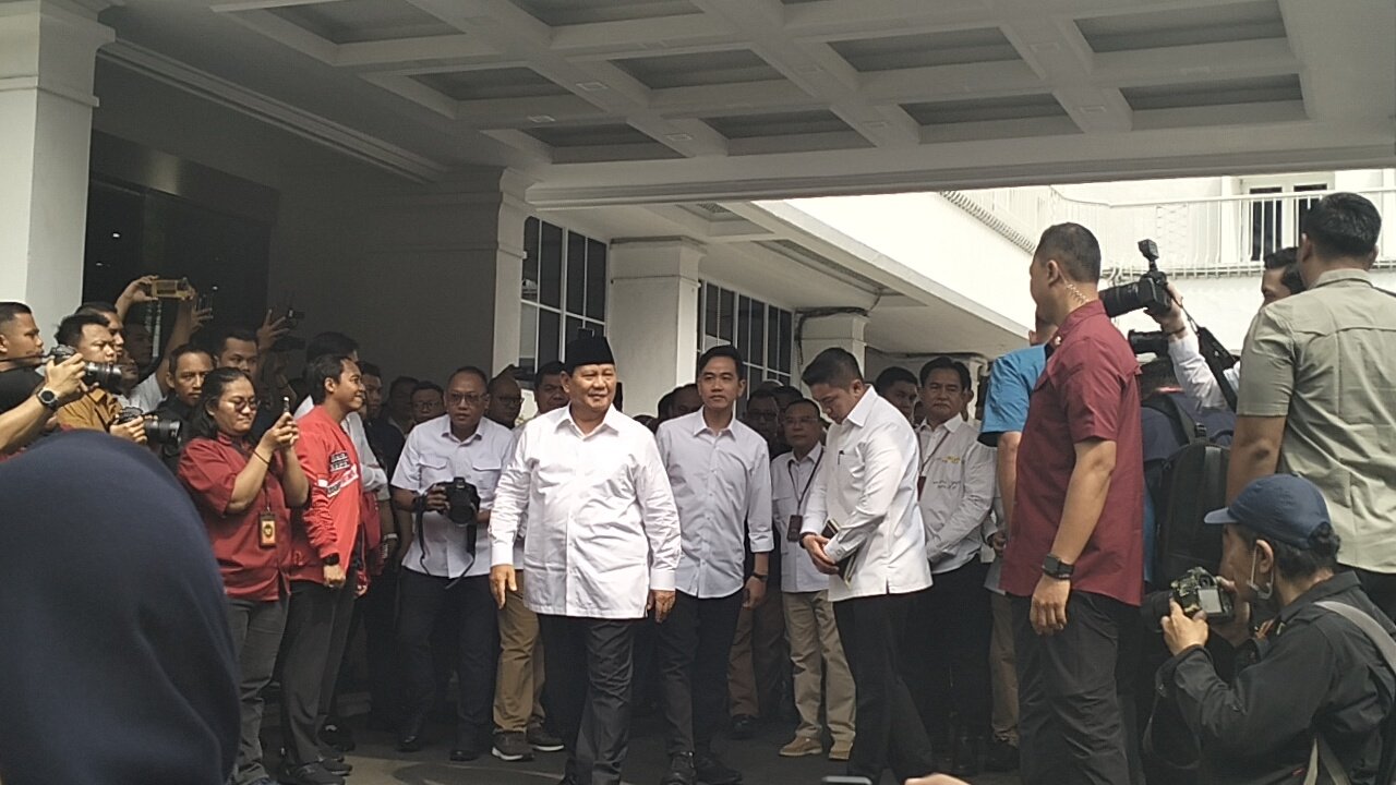 Hadir Penetapan Presiden dan Wakil Presiden Terpilih, Prabowo-Gibran Tiba Di KPU