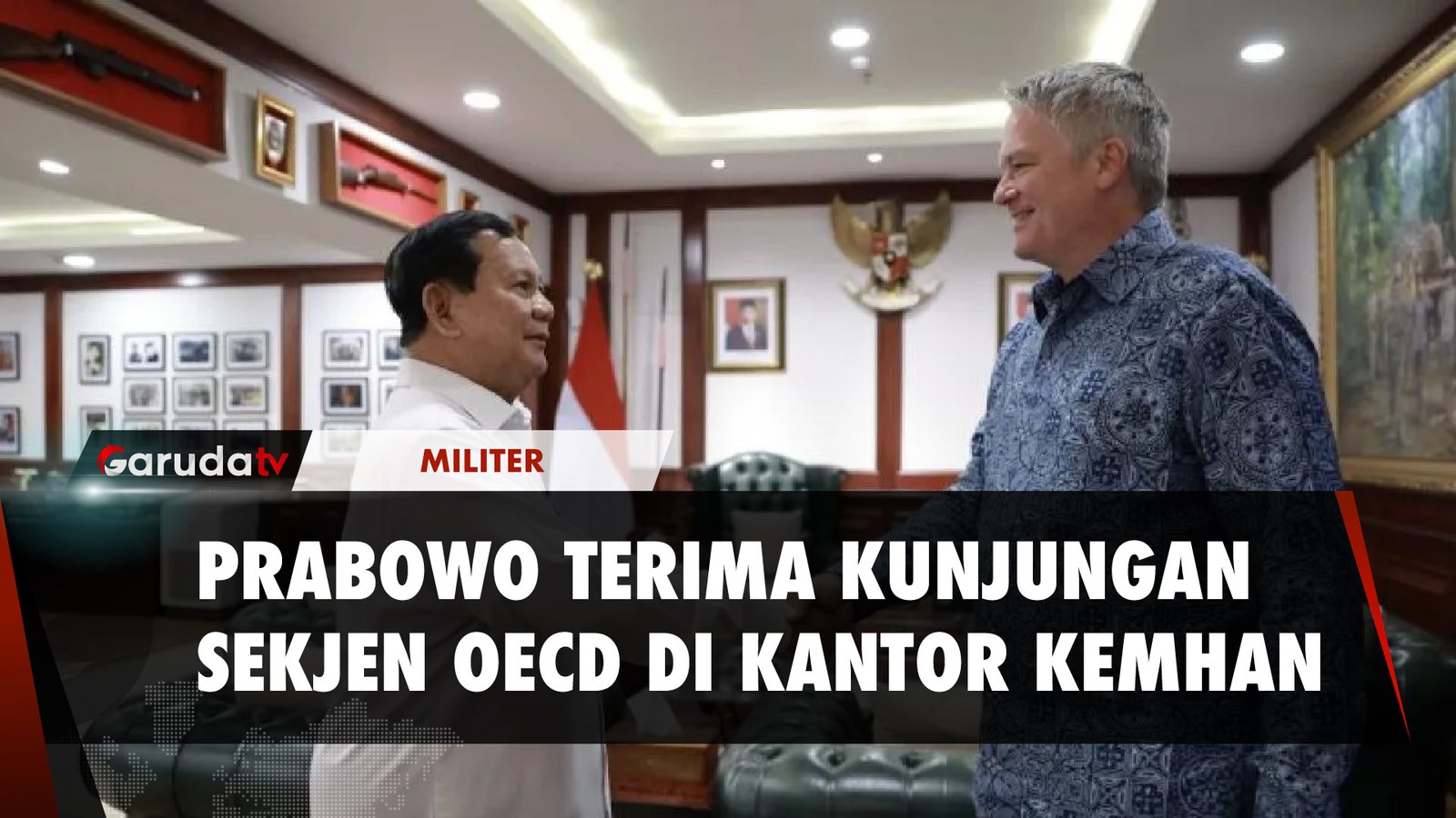 Momen Hangat Pertemuan Menhan Prabowo dengan Menko Airlangga dan Sekjen OECD