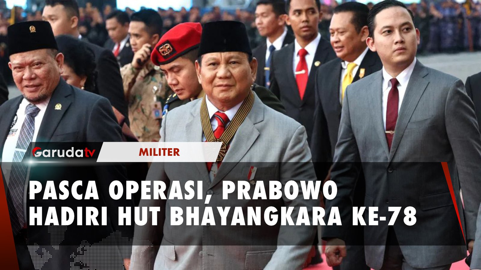 Pasca Operasi, Prabowo Subianto Hadiri HUT Bhayangkara Ke-78