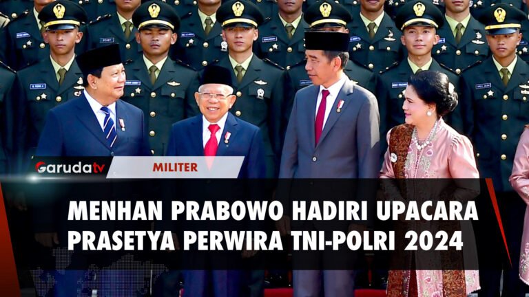 MENHAN PRABOWO HADIRI UPACARA PRASETYA PERWIRA TNI-POLRI 2024