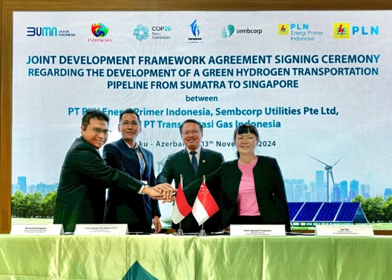 PT TGI, Sembcorp, dan PLN EPI Kerja Sama Proyek Pipa Hidrogen Hijau Indonesia-Singapura