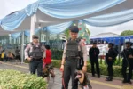 Anjing pengamanan (K-9) di Gereja Katedral, Jakarta Pusat, Selasa (24/12/2024). (ANTARA)