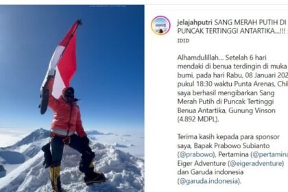 Taklukan Benua Antartika, Putri Handayani Kibarkan Sang Merah Putih di Puncak Gunung Vinson