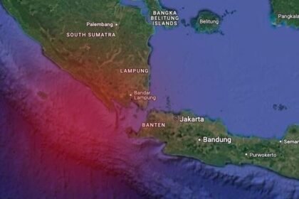 Ilustrasi Zona Megathrust Selat Sunda (Google Maps)