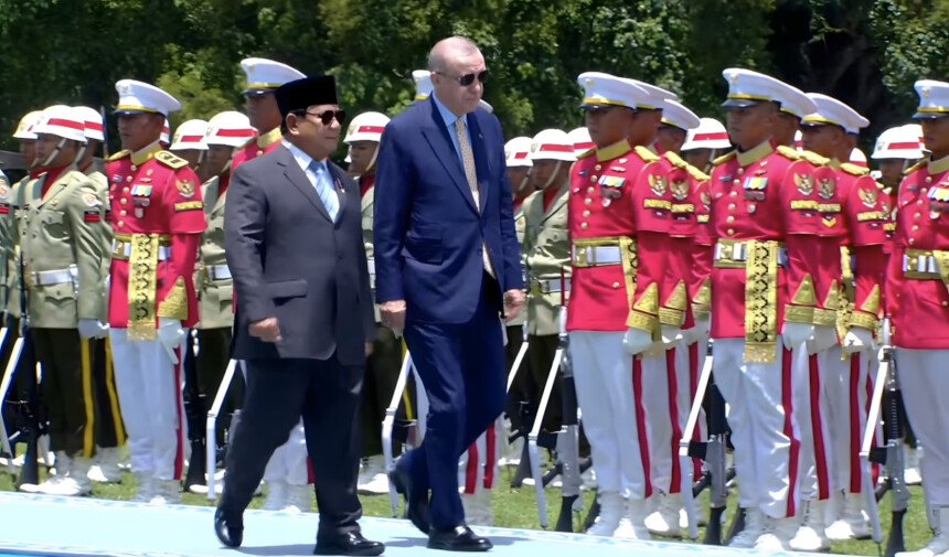 Presiden Prabowo menyambut Presiden Turki di Istana Kepresidenan Bogor (Dok. Garuda tv)