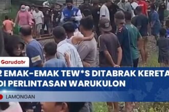 Diduga Gak Sadar Ada Kereta, 2 Emak-Emak Tew*s Ditabrak Kereta Api (YouTube/Garuda TV)