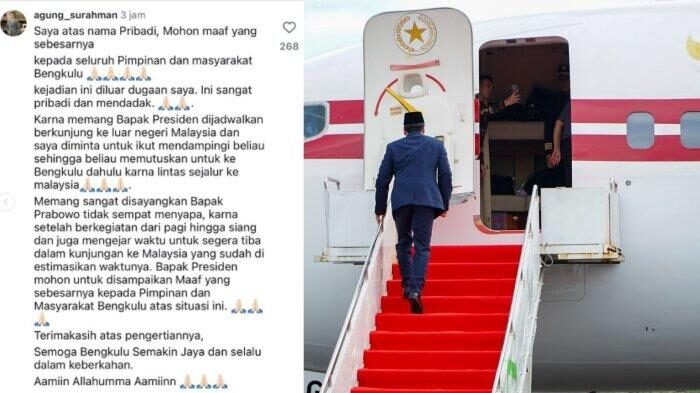 Permintaan Maaf Aspri Presiden Prabowo usai dijemput pesawat kepresidenan di Bengkulu