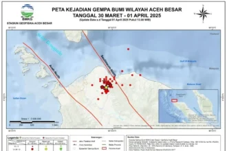 Peta gempa bumi di Aceh Besar (ANTARA)