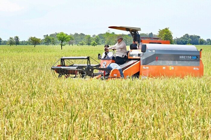 Presiden Prabowo Subianto menghadiri dan turut melakukan panen raya padi bersama di Desa Randegan Wetan, Kabupaten Majalengka, Provinsi Jawa Barat, pada Senin, 7 April 2025.