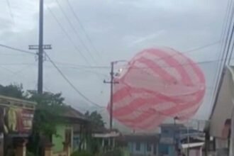 Balon udara tersangkut kabel listrik di Kabupaten Malang (Dok. Photo IST)