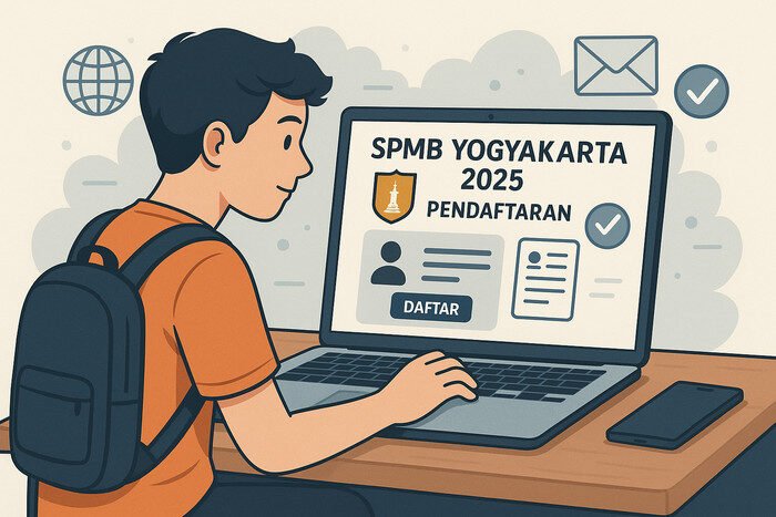 Calon siswa wajib mengakses portal pendaftaran SPMB Yogyakarta 2025 melalui perangkat digital. Seluruh proses dilakukan secara online.