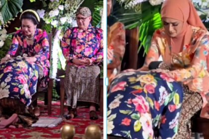 Al Ghazali sungkem haru kepada Maia Estianty dan Mulan Jameela dalam prosesi siraman jelang pernikahannya dengan Alyssa Daguise di Jakarta Selatan.