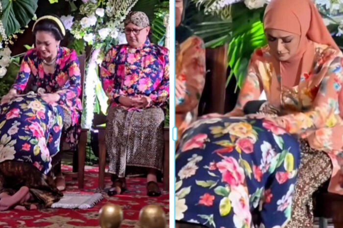 Al Ghazali sungkem haru kepada Maia Estianty dan Mulan Jameela dalam prosesi siraman jelang pernikahannya dengan Alyssa Daguise di Jakarta Selatan.