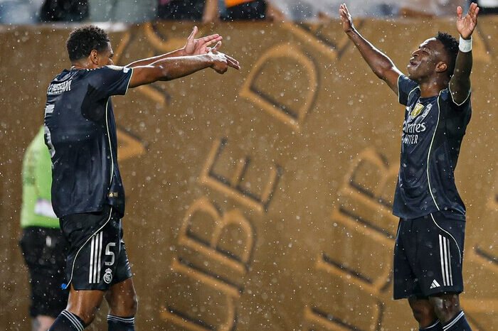 Vinicius Jr mencetak satu gol dan satu assist dalam kemenangan 3-0 Real Madrid atas RB Salzburg di Philadelphia, Jumat (27/6/2025).