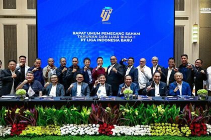 Rapat Umum Pemegang Saham (RUPS) PT Liga Indonesia Baru Senin (7//2025) di Jakarta umumkan perubahan nama Liga 1 menjadi BRI Super League mulai musim 2025/2026. (Foto: PT LIB)