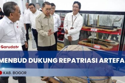 Menbud Tinjau Penyimpanan Koleksi Arkeologi di BRIN Cibinong