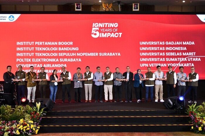 Pertamina memberikan apresiasi kepada 11 perguruan tinggi atas kontribusi dalam TOP Pertamuda 2021–2024 dalam acara peluncuran PGTC 2025 di Grha Pertamina, Jakarta.
