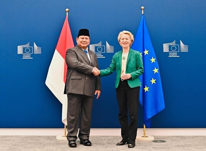 Presiden Komisi Eropa Ursula von der Leyen dan Presiden RI Prabowo Subianto mengumumkan tiga fokus utama dalam kemitraan strategis Indonesia-Uni Eropa: perdagangan, keamanan, dan relasi masyarakat.