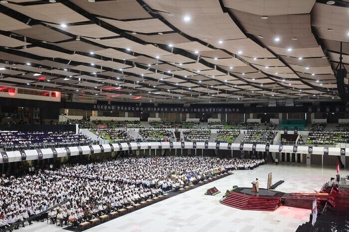 Presiden Prabowo Subianto menyampaikan pencapaian cadangan beras nasional dalam Kongres PSI 2025, di Surakarta, Minggu (20/7).