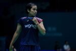 Gregoria Mariska Tunjung usai memastikan kemenangan atas Lin Hsiang Ti di babak 16 besar China Open 2025.