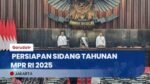 Gedung Parlemen Senayan Dihias Jelang Sidang Tahunan MPR RI 2025