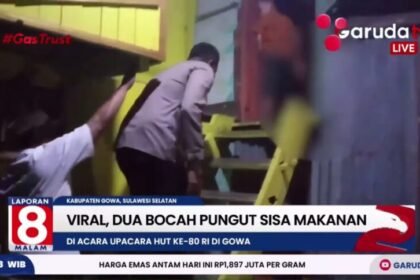 Miris! Bocah Pungut Sisa Makanan HUT RI di Gowa