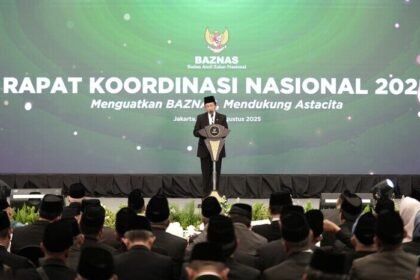 Menteri Agama RI Prof. Dr. KH. Nasaruddin Umar, MA., secara resmi membuka Rapat Koordinasi Nasional (Rakornas) BAZNAS 2025 di Jakarta, Selasa (26/8/2025).