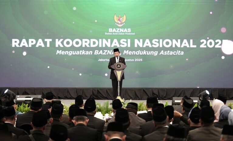 Menteri Agama RI Prof. Dr. KH. Nasaruddin Umar, MA., secara resmi membuka Rapat Koordinasi Nasional (Rakornas) BAZNAS 2025 di Jakarta, Selasa (26/8/2025).