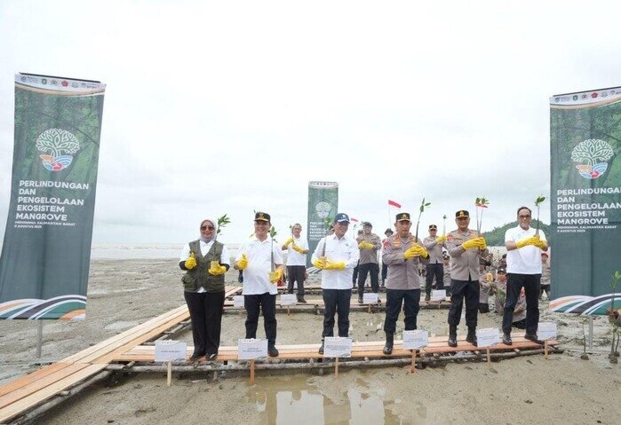 ANTAM berpartisipasi dalam kegiatan penanaman mangrove yang dilaksanakan bersama Menteri Lingkungan Hidup Dr. Hanif Faisol Nurofiq dan Kepala Kepolisian Negara Republik Indonesia (Kapolri) Jenderal Pol. Drs. Listyo Sigit Prabowo, M.Si., di Mempawah Mangrove Conservation (MMC), Kalimantan Barat.