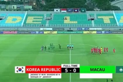 Korea Selatan U-23 menaklukkan Makau dengan skor 5-0 pada laga pembuka Grup J kualifikasi Piala Asia U-23 2026 di Stadion Gelora Delta, Sidoarjo. Jeong Jaesang dkk tampil dominan dan kini memimpin klasemen sementara.