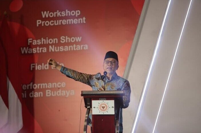 Menko Pangan Zulkifli Hasan menyampaikan sambutan penutupan AOE 2025 di ICE BSD, Tangerang.
