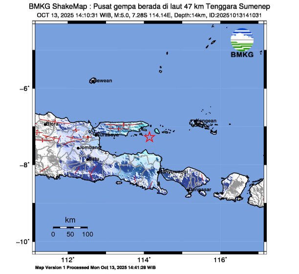 Ilustrasi gempa di Sumenep (Dok. X/@infoBMKG)