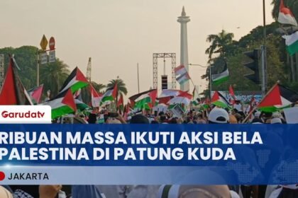 Ribuan Massa Ikuti Aksi Bela Palestina Di Patung Kuda, Jakarta Pusat