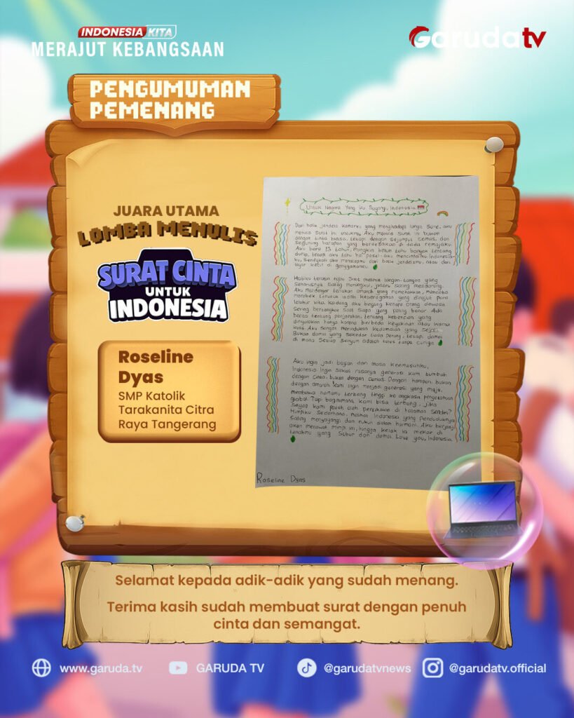Lomba Menulis Surat Cinta Untuk Indonesia