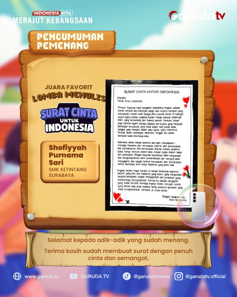 Lomba Menulis Surat Cinta Untuk Indonesia