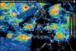 Citra satelit BMKG menunjukkan potensi hujan dan petir di berbagai ibu kota provinsi Indonesia.
