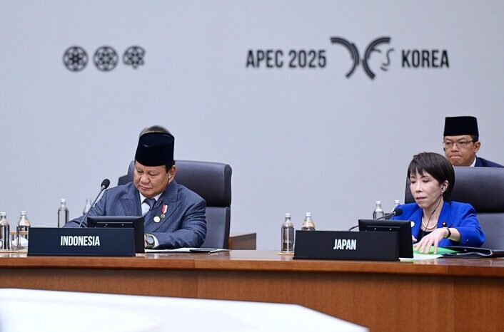 Presiden Prabowo Subianto pada pertemuan para pemimpin Ekonomi APEC (AELM) di Gyeongju, Korea Selatan, 31 Oktober–1 November 2025. (Foto: Istimewa)