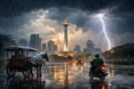 Prakiraan cuaca Jakarta hari ini diprediksi hujan dan petir mengiringi aktivitas warga dari siang hingga malam hari.