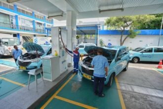 SPBG Ngagel Surabaya makin diminati pengguna kendaraan berbahan bakar gas.